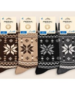 Pesail herresokker med snefnug i mørkegrå, sort, beige og brun – str. 40–46