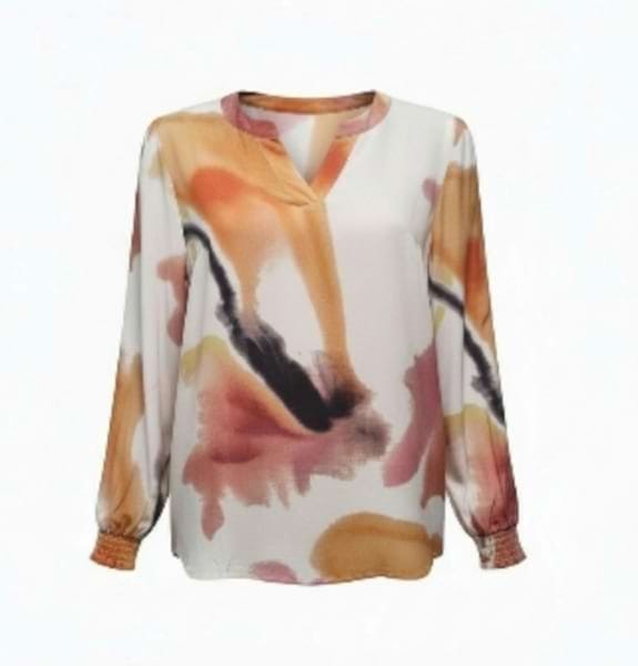 9782-13 Bluse fra Vanting – Plus Size bluse med kunstnerisk print - Billede 3