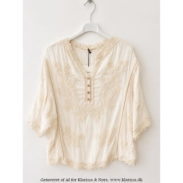 Asta broderi bluse creme
