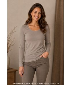 Bella t-shirt fra Ze-Ze – langærmet basisbluse i mud
