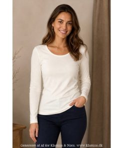 Bella t-shirt fra Ze-Ze – langærmet basisbluse i offwhite