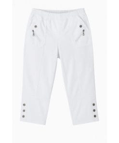 Cille capri-bukser detalje. Hvid