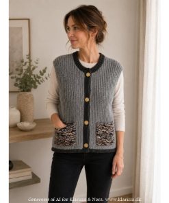 Eira vest fra Janne K – let strikvest med dekorative detaljer