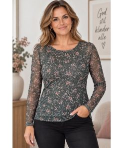 Ghita mesh bluse. Grøn