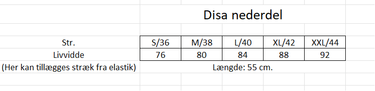 Mål Disa nederdel.