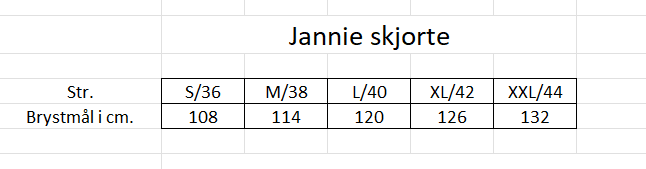 Mål Jannie skjorte (1)