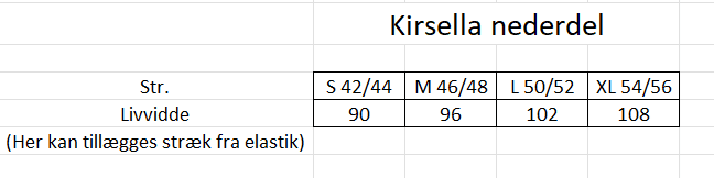 Mål Kirsella nederdel