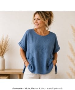 Molly bluse fra Janne K – luftig plus size bluse. Blå