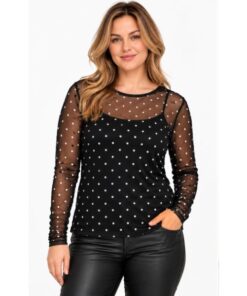 Sara mesh bluse fra Vanting. Sort