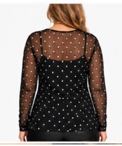 Sara mesh bluse sort. Ryg