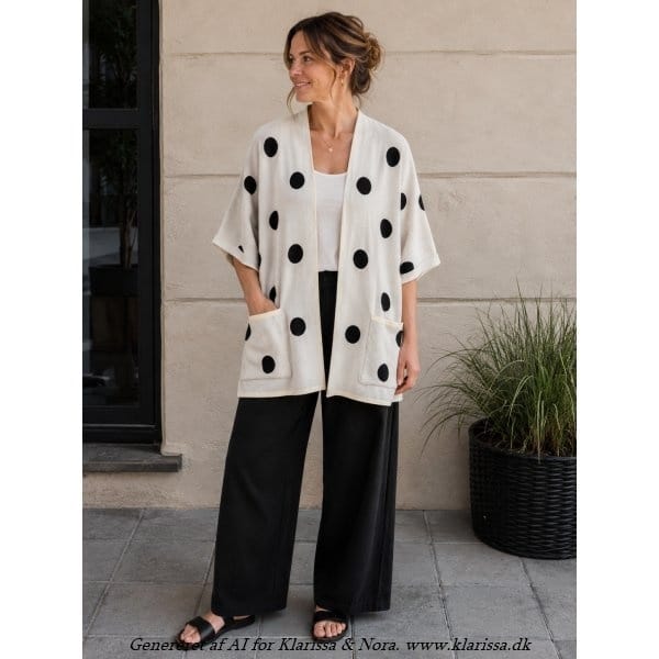 Signatur strik cardigan fra Janne K – kraftig cardigan. Råhvid