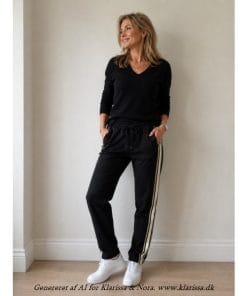 Siri sweat pants fra Ofelia – sorte sporty bukser med sidestriber