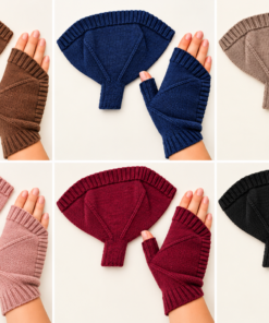 Pernille fingerløse strikhandsker i brun, navy, taupe, rosa, bordeaux og sort